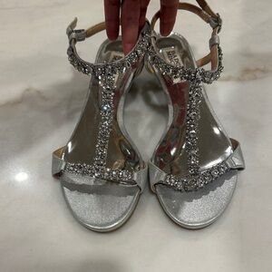 Badgley Mischka Glittering Silver Sandals